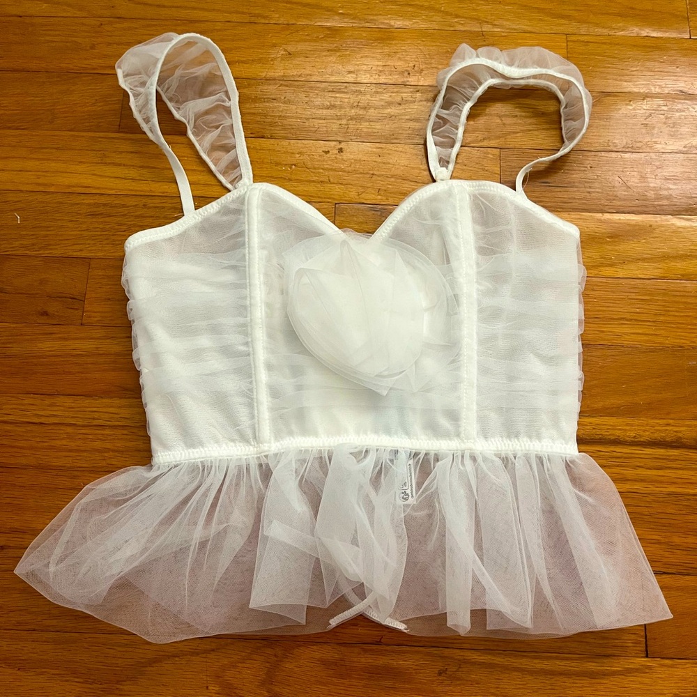 Out from Under/Urban Outffiters White Corset Crop Top